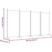 vidaXL Kamerscherm met 4 panelen 346x180 cm stof wit