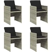 vidaXL Tuinstoelen met kussens, 4 stuks, lichtgrijs, polyrotan