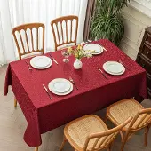 Unyqoos Rechthoekig rood tafelkleed met elegante damast jacquard en vlekbescherming