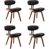vidaXL Eetkamerstoelen 4 st gebogen hout en stof grijs