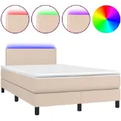 vidaXL Boxspring met matras en LED kunstleer cappuccinokleur 120x190cm
