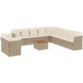 vidaXL 12-delige tuinmeubelset met sofa en kussens, beige, van polyrotan