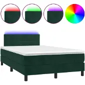 vidaXL Boxspring met matras en LED fluweel donkergroen 120x190 cm