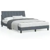 vidaXL Bed met matras "Hanko", donkergrijs, 120x200 cm, fluweel