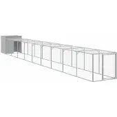 vidaXL Kippenhok met ren 110x1017x110 cm staal lichtgrijs