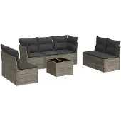 vidaXL 8-delige Loungeset met kussens poly rattan grijs