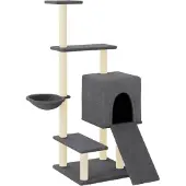 vidaXL Kattenmeubel met sisal krabpalen 130,5 cm donkergrijs