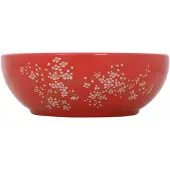 vidaXL Opzetwasbak rond Φ41x14 cm keramiek wit en rood