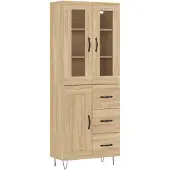 vidaXL Hoge kast 69,5x34x180 cm bewerkt hout sonoma eikenkleurig