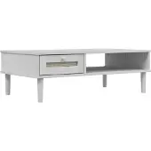 vidaXL Salontafel SENJA 100x55x33 cm rattan-look massief hout wit