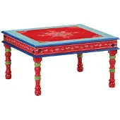 vidaXL Salontafel handbeschilderd massief mangohout rood