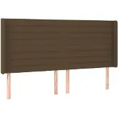 vidaXL Hoofdbord met randen 163x16x118/128 cm stof donkerbruin