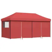 vidaXL Partytent inklapbaar pop-up met 4 zijwanden bordeauxrood
