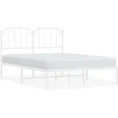 vidaXL Bedframe met hoofdbord metaal wit 150x200 cm
