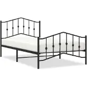 vidaXL - Bedframe - met - hoofd- - en - voeteneinde metaal - zwart - 107x203 - cm