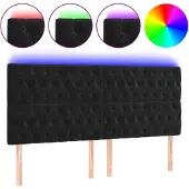 vidaXL Hoofdbord LED 180x7x118/128 cm fluweel zwart