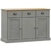 vidaXL Dressoir met lades VIGO 113x40x75 cm massief grenenhout grijs