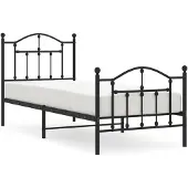 vidaXL Bedframe met hoofd- en voeteneinde metaal zwart 90x200 cm