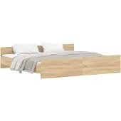 vidaXL Bedframe met hoofd- en voeteneinde sonoma eikenkleur 200x200 cm