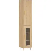 vidaXL Hoge kast 34,5x34x180 cm bewerkt hout sonoma eikenkleurig