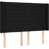 vidaXL Hoofdbord met randen 147x16x118/128 cm stof zwart