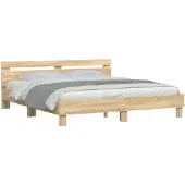 vidaXL Bedframe met hoofdeinde bewerkt hout sonoma eiken 200x200 cm