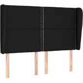 vidaXL Hoofdbord met randen 147x23x118/128 cm stof zwart