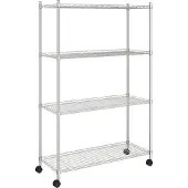vidaXL Opbergrek 4-laags met wielen 200 kg 90x35x142 cm chroomkleurig