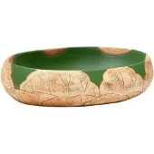 vidaXL Opzetwasbak ovaal 59x40x15 cm keramiek groen en bruin