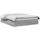 vidaXL Bedframe met lades bewerkt hout grijs sonoma eiken 150x200 cm