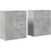vidaXL Dressoirs 2 st 60x31x70 cm bewerkt hout betongrijs