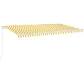vidaXL Luifel handmatig uittrekbaar met LED 600x300 cm geel en wit