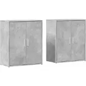 vidaXL Dressoirs 2 st 60x31x70 cm bewerkt hout betongrijs