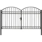 vidaXL Poort dubbel met gebogen bovenkant 300x200 cm staal zwart