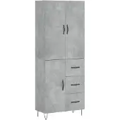 vidaXL Hoge kast 69,5x34x180 cm bewerkt hout betongrijs