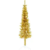 vidaXL Kunstkerstboom half met standaard smal 120 cm goudkleurig