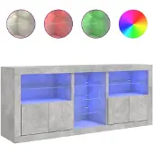 vidaXL Dressoir met LED-verlichting 162x37x67 cm betongrijs