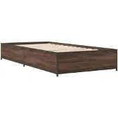 vidaXL Bedframe, bruin, eikenlook, 90x190 cm, houtvezel, metaal