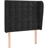 vidaXL Hoofdbord met randen 103x23x118/128 cm fluweel zwart