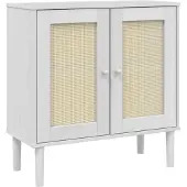 vidaXL Dressoir SENJA 80x35x80 cm rattan look massief grenenhout wit