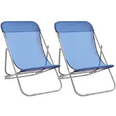vidaXL Strandstoelen 2 st textileen en gepoedercoat staal blauw