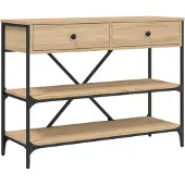 vidaXL Wandtafel met lades en schappen bewerkt hout sonoma eikenkleur