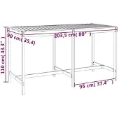 vidaXL Tuintafel, 203,5x90x110 cm, massief Douglasiehout