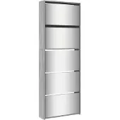 vidaXL Schoenenkast met spiegel 5-laags 63x17x169,5 cm grijs sonoma