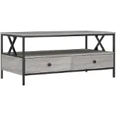vidaXL Salontafel 100x51x45 cm bewerkt hout grijs sonoma eiken