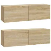vidaXL Tv-wandmeubels 2 st 100x30x30 cm hout sonoma eikenkleurig