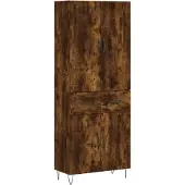 vidaXL Hoge kast 69,5x34x180 cm bewerkt hout gerookt eikenkleurig