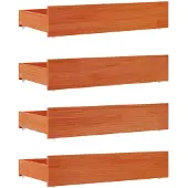 vidaXL Bedladebakken, 4 stuks, wasbruin, massief grenenhout