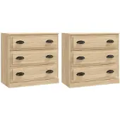 vidaXL Dressoirs 2 st bewerkt hout sonoma eikenkleurig