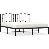 vidaXL Bedframe met hoofdbord metaal zwart 180x200 cm